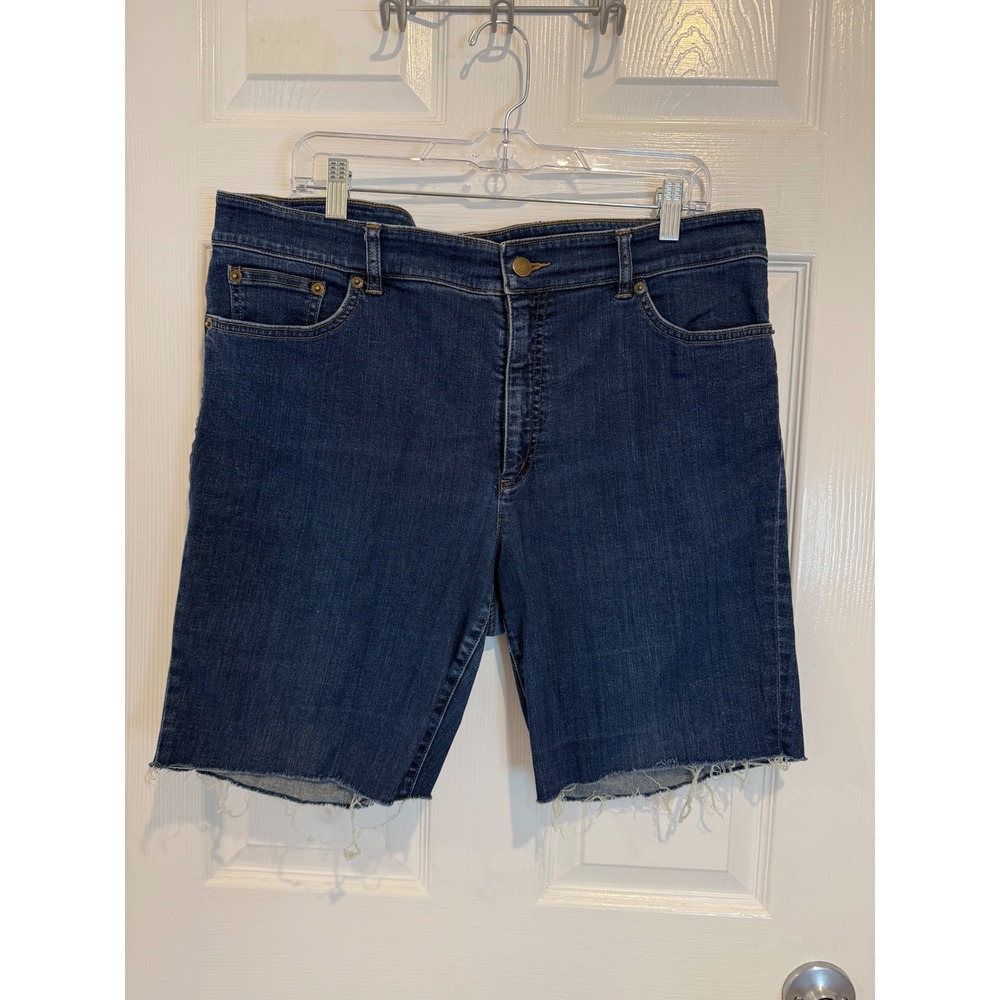 Lauren Jeans Co‎ Denim Jean Shorts Raw Hem Dark Wash Size 16